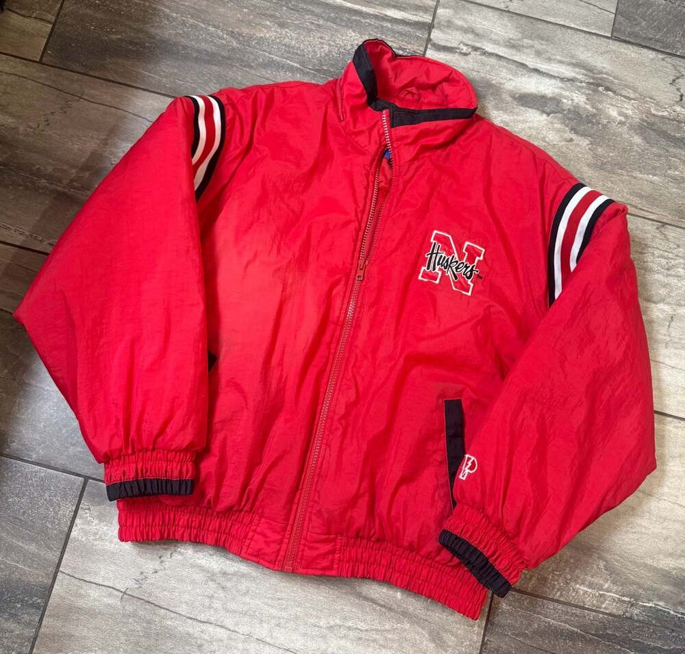 Vintage Pro Player Nebraska Huskers Red Full Zip Jacket XL
